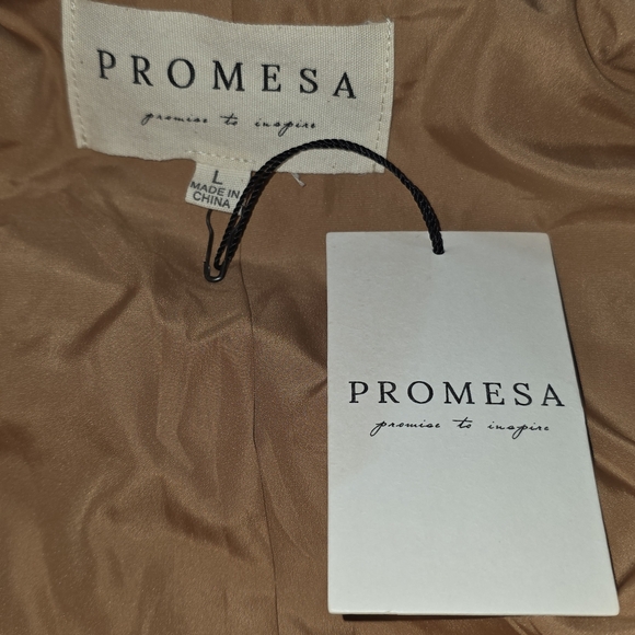 Promesa Faux Suede Colorblock Moto Jacket Women’s Lg Brown Tan Asymmetrical Zip - Picture 11 of 14